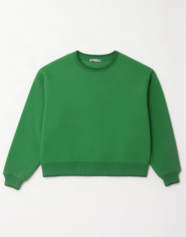 Felpa oversize da donna Zara UK 10 piccola in cotone verde