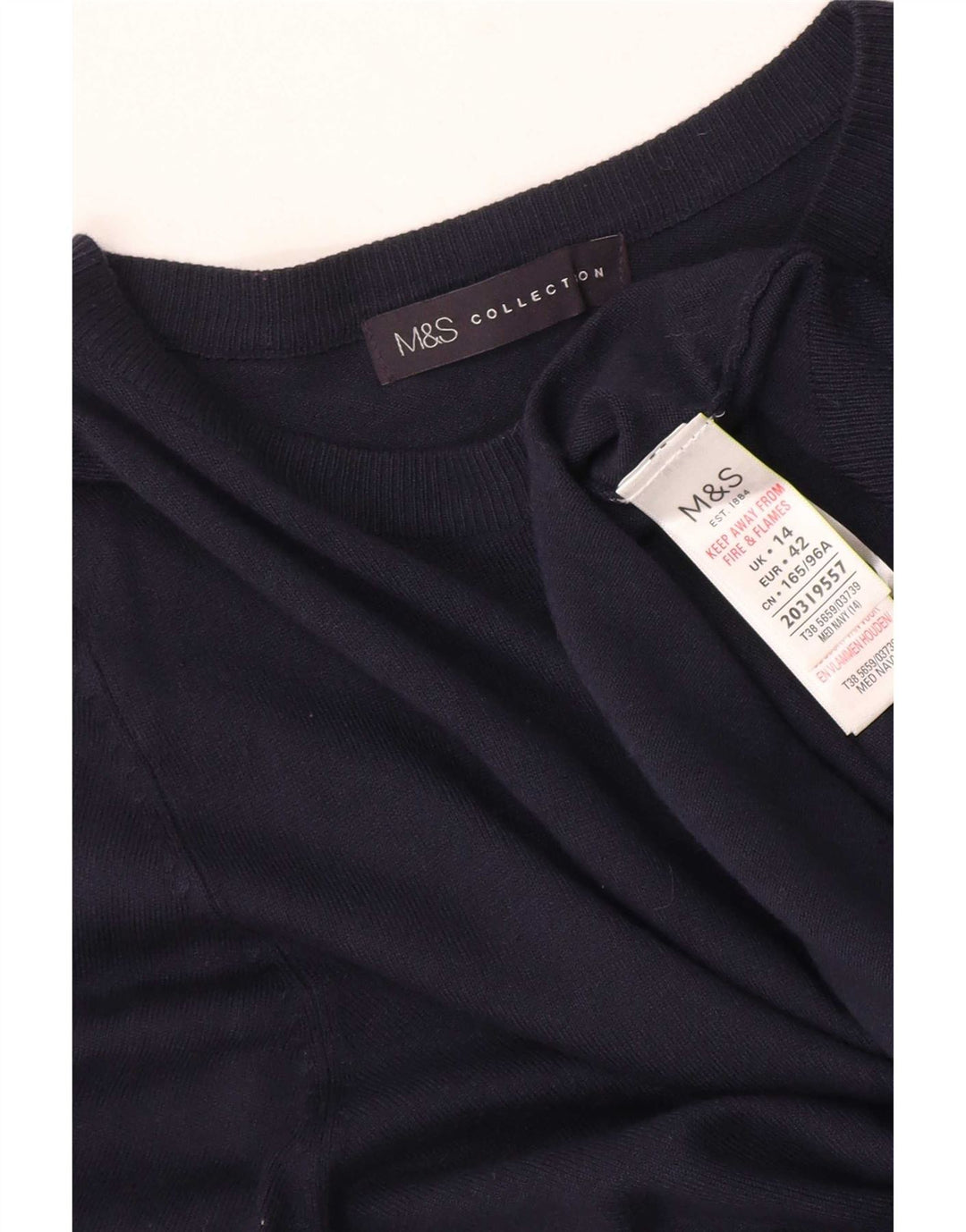 Maglione cardigan da donna Marks & Spencer UK 14 grande viscosa blu navy