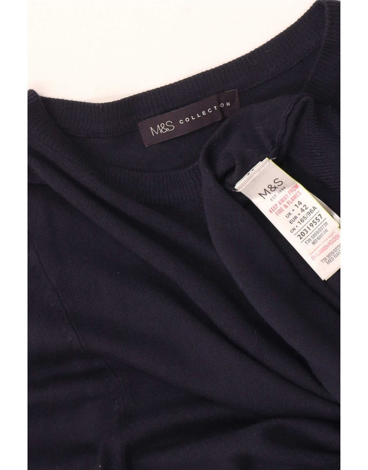 Maglione cardigan da donna Marks & Spencer UK 14 grande viscosa blu navy
