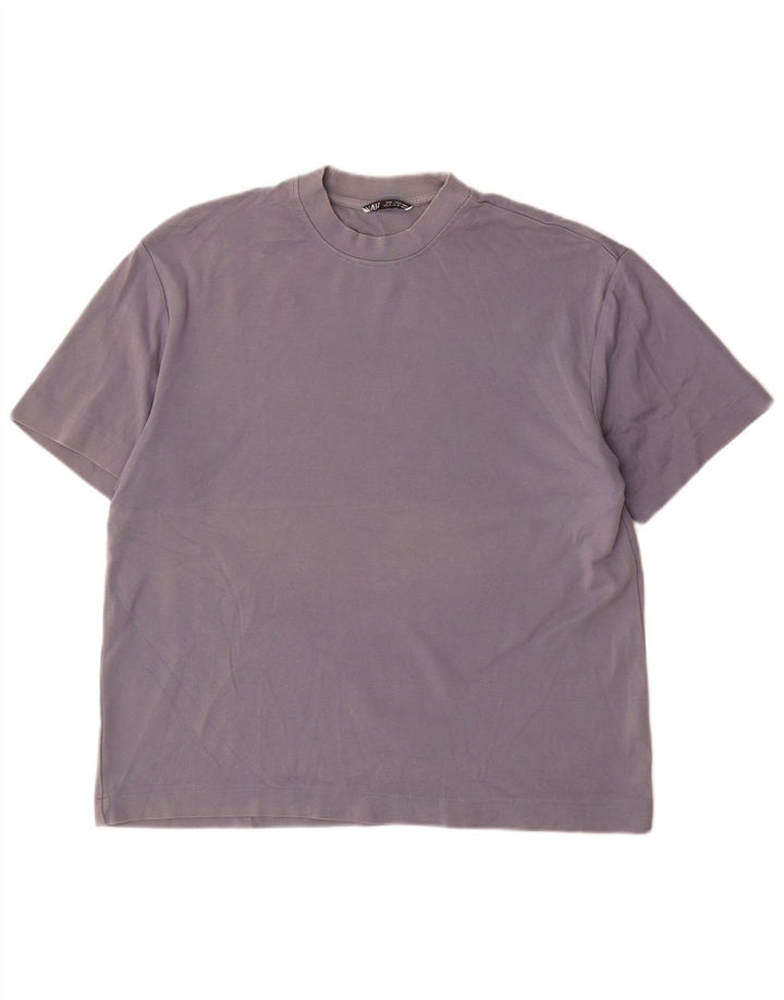 T-shirt Zara da uomo Top in cotone blu medio