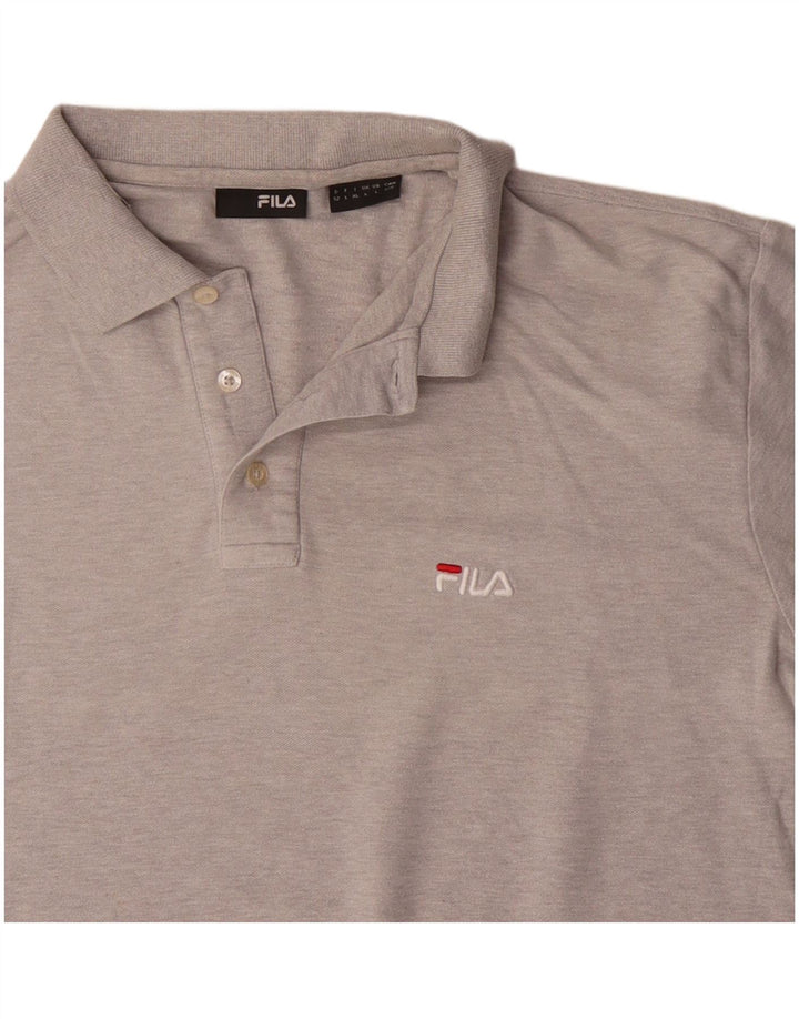 Polo da uomo Fila Large in cotone grigio