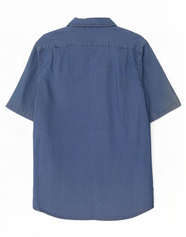 Camicia di jeans a maniche corte da uomo Wrangler in cotone blu medio
