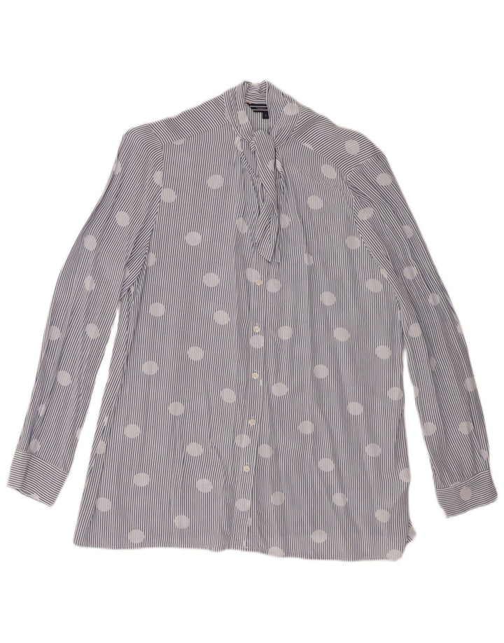 Tommy Hilfiger Donna Camicia con cravatta sul davanti Camicetta US 12 Grandi pois blu