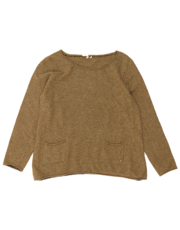 Maglione maglione con scollo a barca da donna di White Stuff UK 16 grande kaki chiazzato