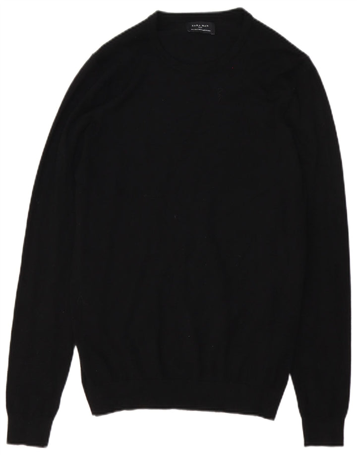 Maglione ZARA Uomo Girocollo Piccolo Nero in Viscosa