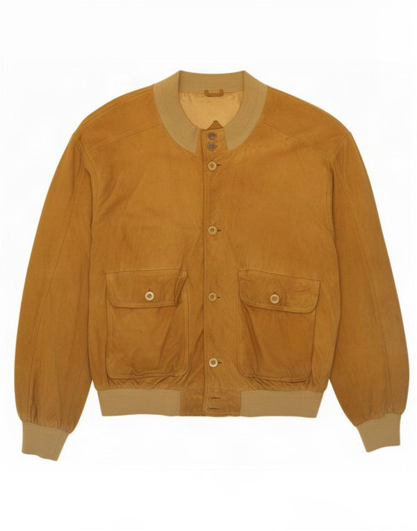 Bomb Boogie Giubbotto bomber in pelle scamosciata da uomo UK 42 XL Pelle beige
