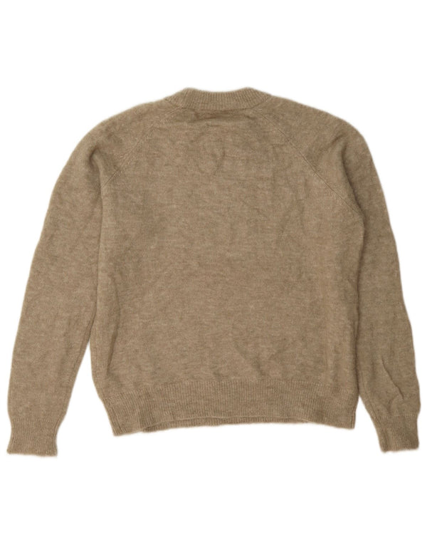 Maglione maglione girocollo da donna Zara UK 10 piccolo acrilico marrone