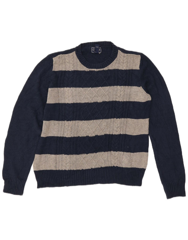 Maglione maglione girocollo da donna Chaps UK 18 XL Cotone a righe blu navy