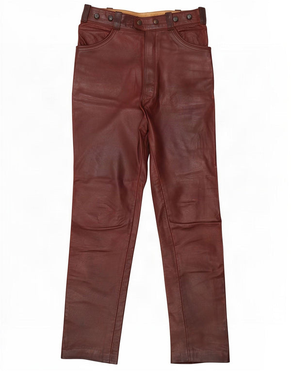 Pantaloni dritti in pelle vintage da donna W28 L30 Marrone