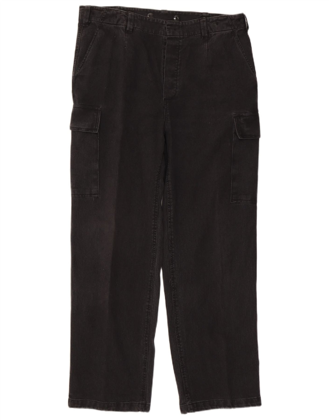 Pantaloni cargo dritti da uomo vintage W36 L30 in cotone nero