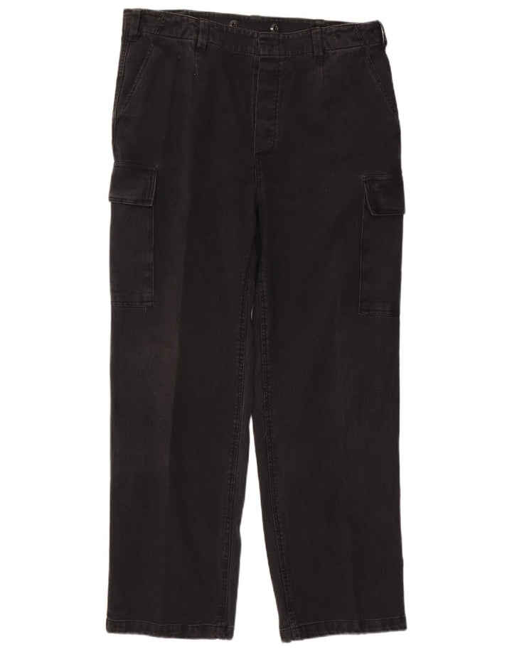 Pantaloni cargo dritti da uomo vintage W36 L30 in cotone nero