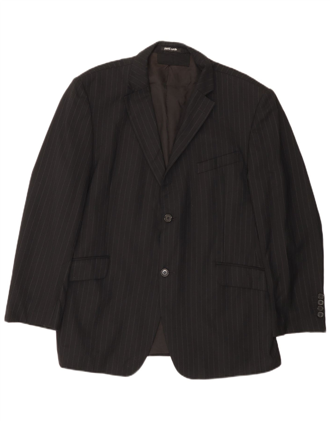 PIERRE CARDIN Giacca blazer da uomo a 2 bottoni UK 38 gessato medio nero