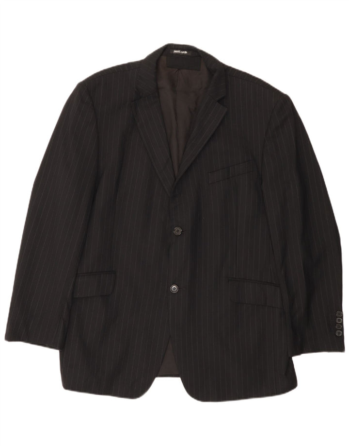 PIERRE CARDIN Giacca blazer da uomo a 2 bottoni UK 38 gessato medio nero