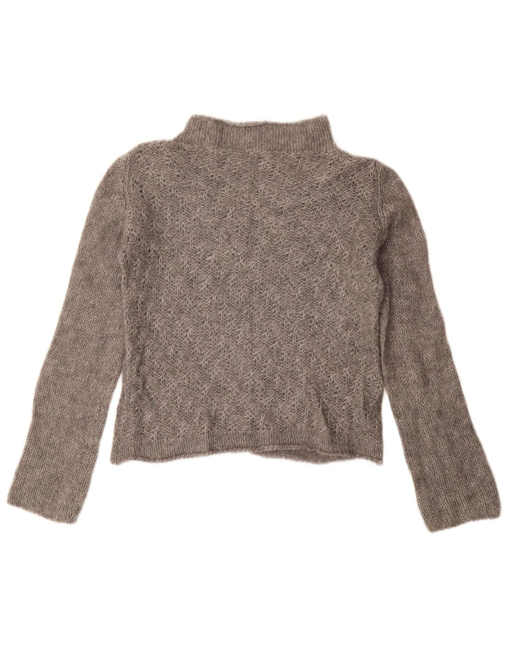 Maglione vintage da donna con collo alto e collo alto IT 46 grande grigio