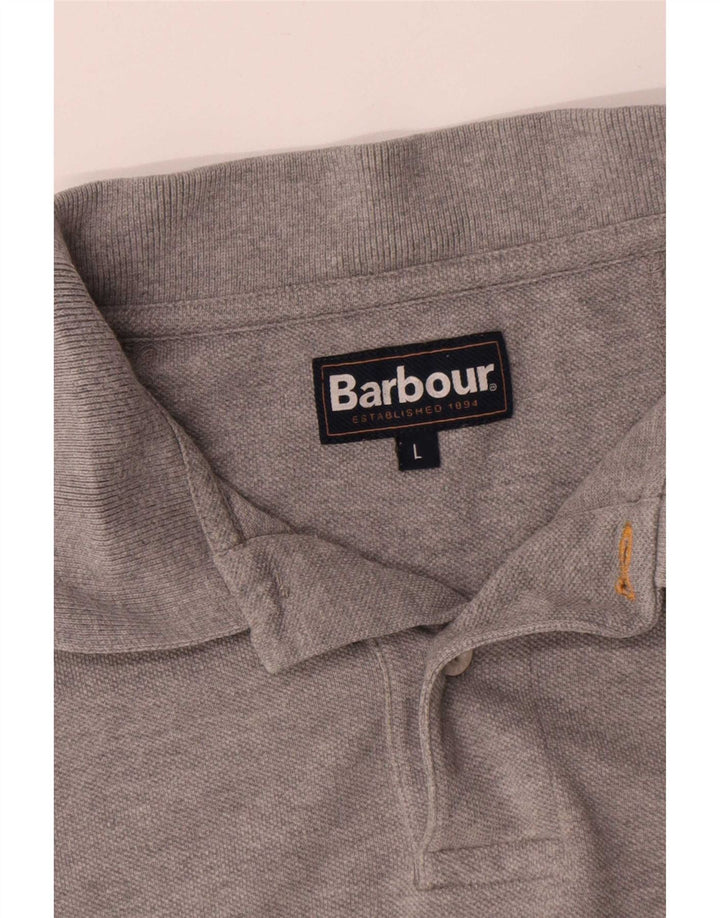 Polo da uomo Barbour grande in cotone grigio