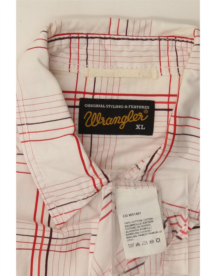 Camicia a maniche corte da uomo Wrangler XL in cotone a quadri bianchi