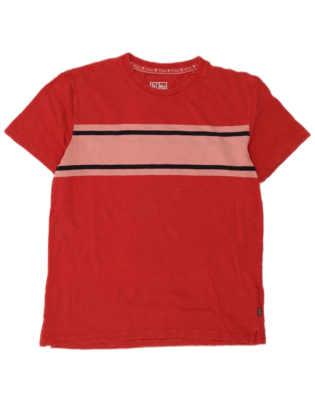 T-shirt da uomo Fat Face Top grande in cotone color block rosso