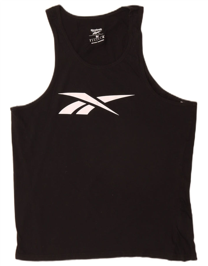 Canotta grafica da uomo Reebok, cotone medio nero