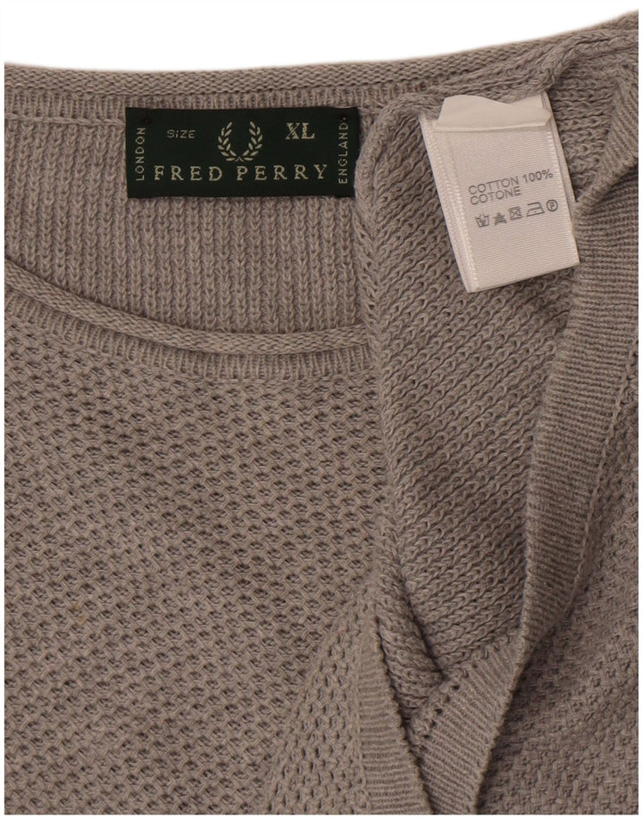 Maglione maglione con scollo a barca da uomo Fred Perry XL in cotone grigio