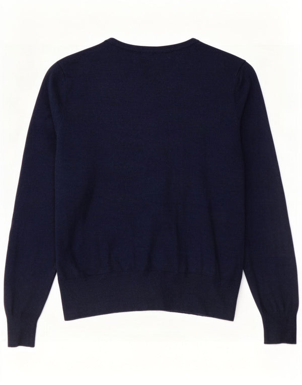 Maglione cardigan da donna Marks & Spencer UK 14 grande viscosa blu navy