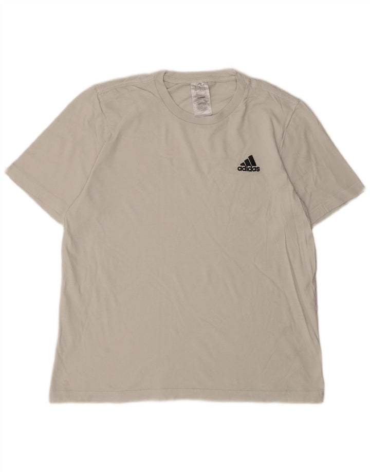 ADIDAS Mens Graphic T-Shirt Top Medium Off White Cotton