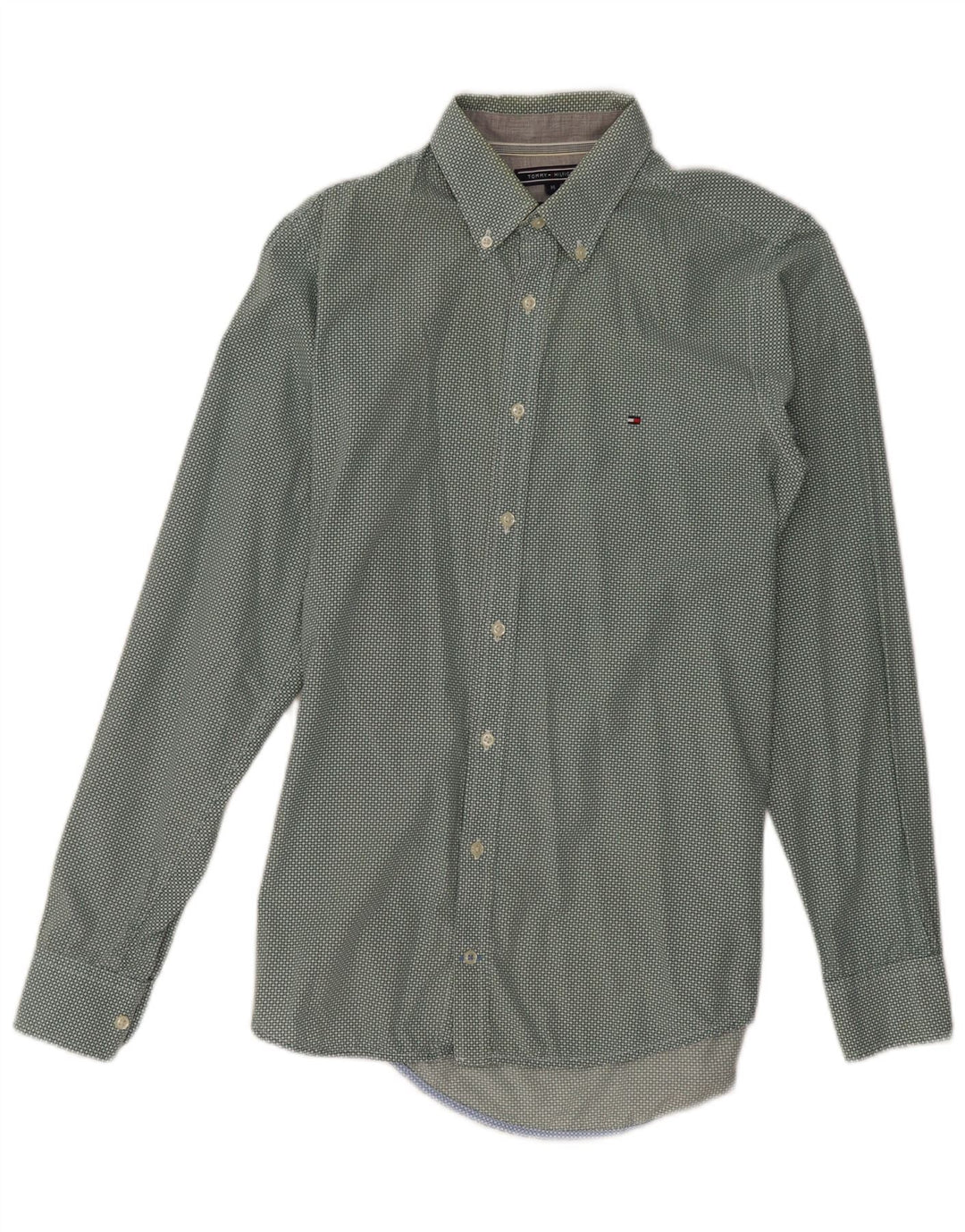 Camicia slim fit da uomo Tommy Hilfiger verde medio maculato