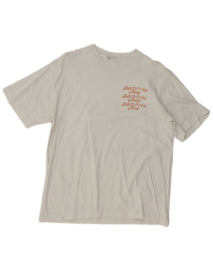 T-shirt grafica da donna Zara Top UK 16 grande bianca