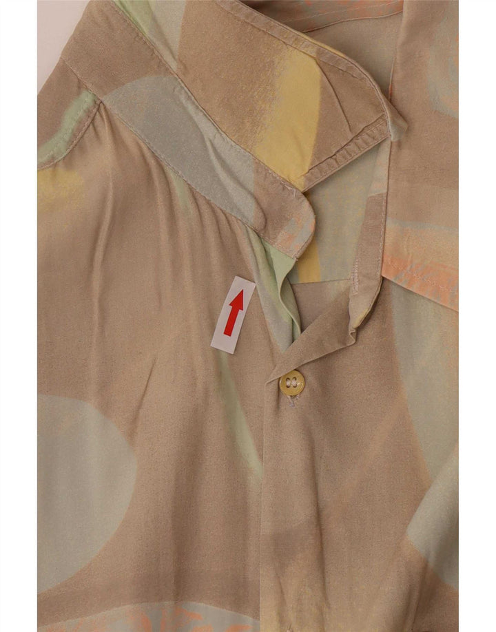 Camicia a maniche corte vintage da uomo con motivo astratto XL marrone