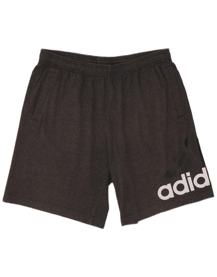 Pantaloncini sportivi grafici da uomo Adidas grandi in cotone grigio