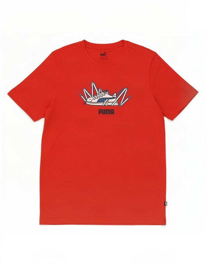 T-shirt grafica da uomo Puma Top in cotone rosso medio