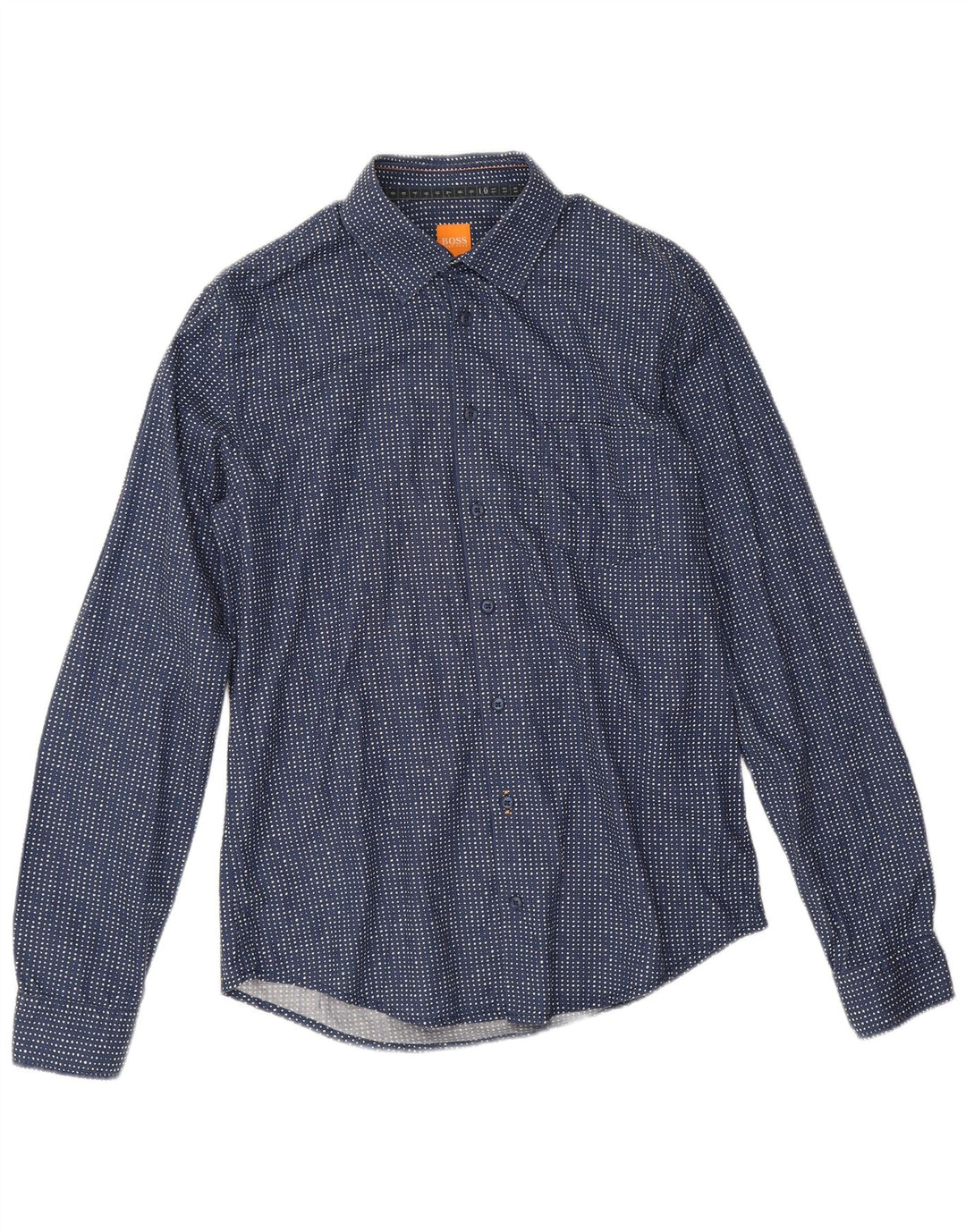 Camicia da uomo Hugo Boss in cotone maculato medio blu navy
