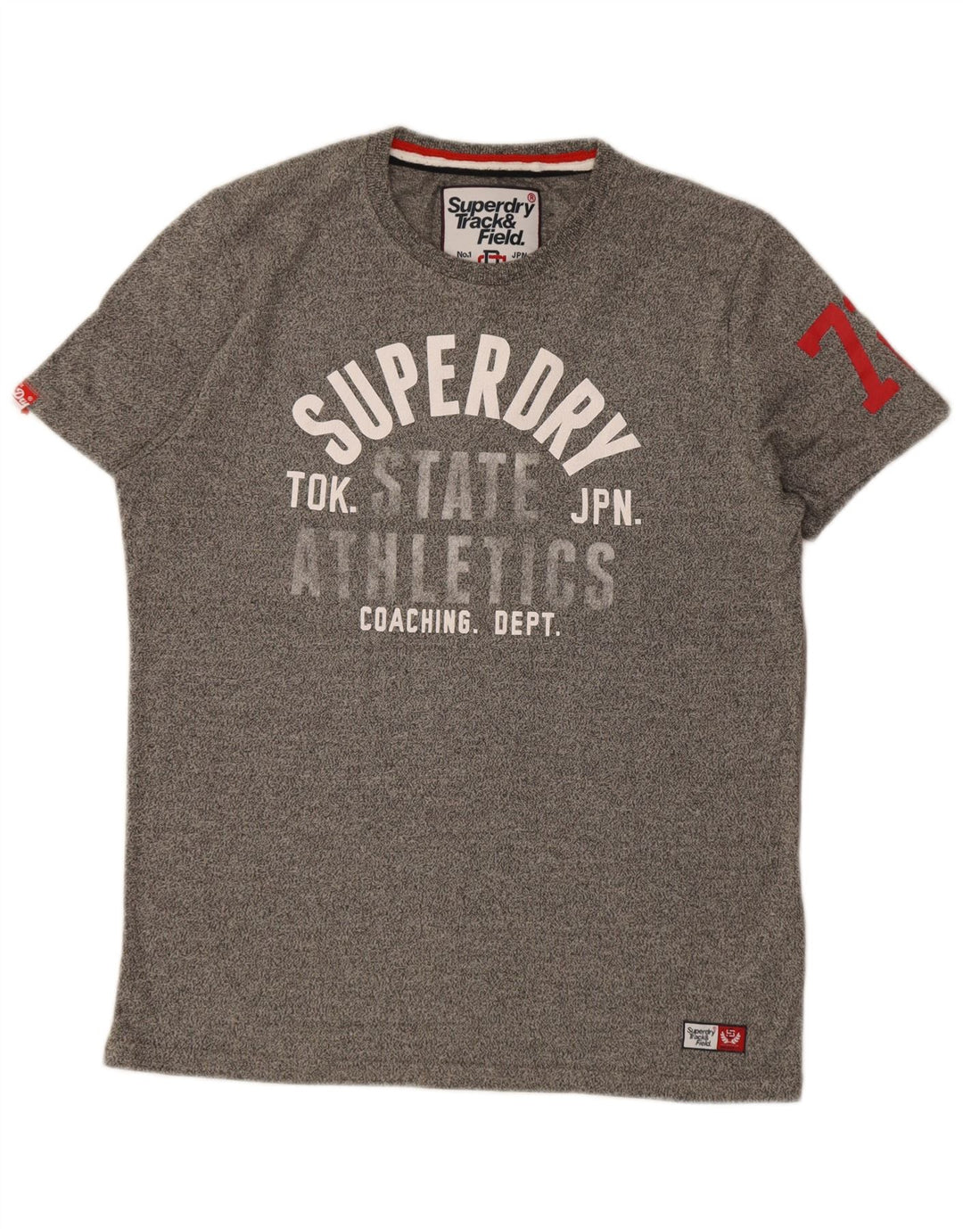T-shirt grafica da uomo Superdry Top grande in cotone chiazzato grigio