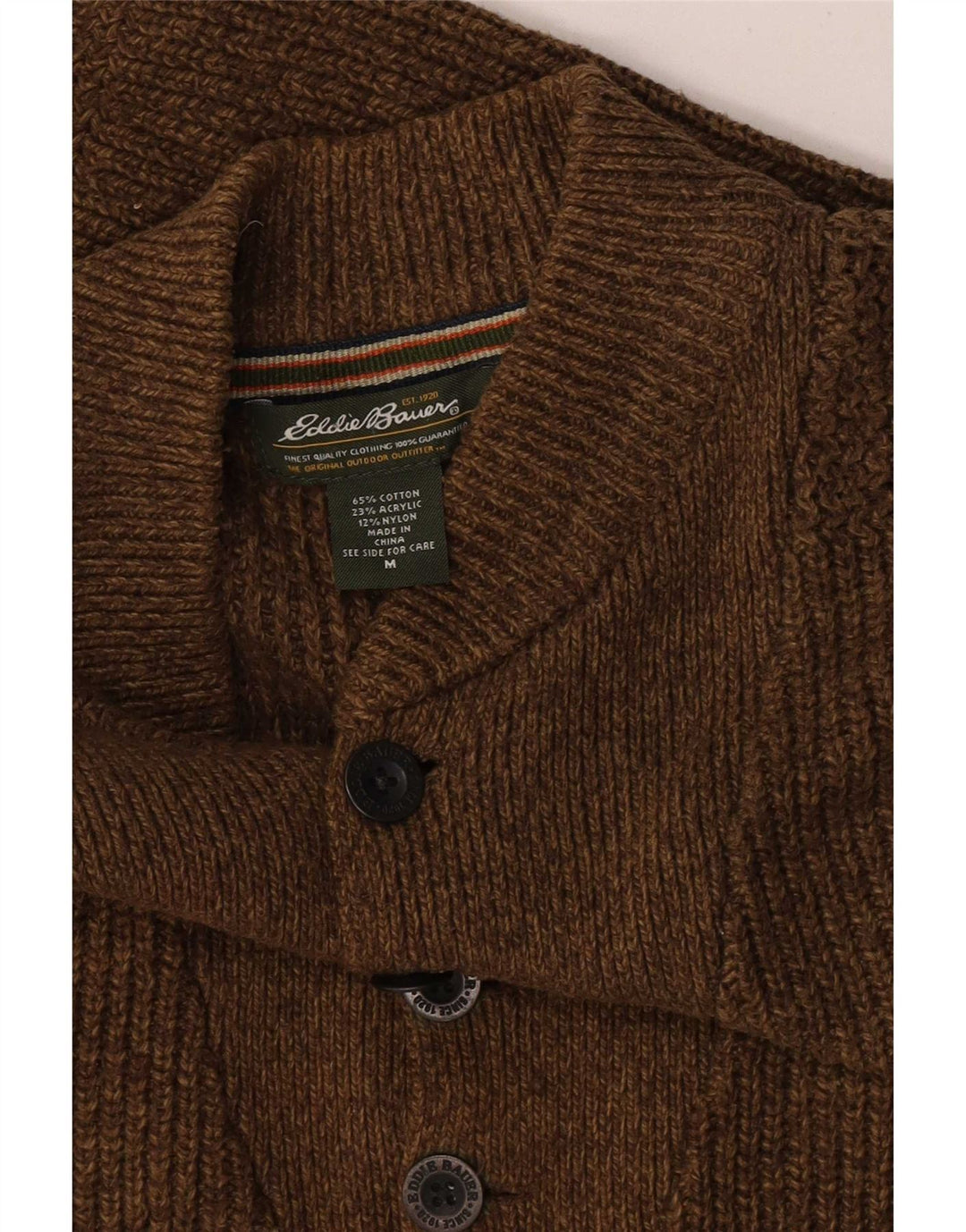 Eddie Bauer Maglione da uomo con collo a bottoni Marrone medio chiazzato