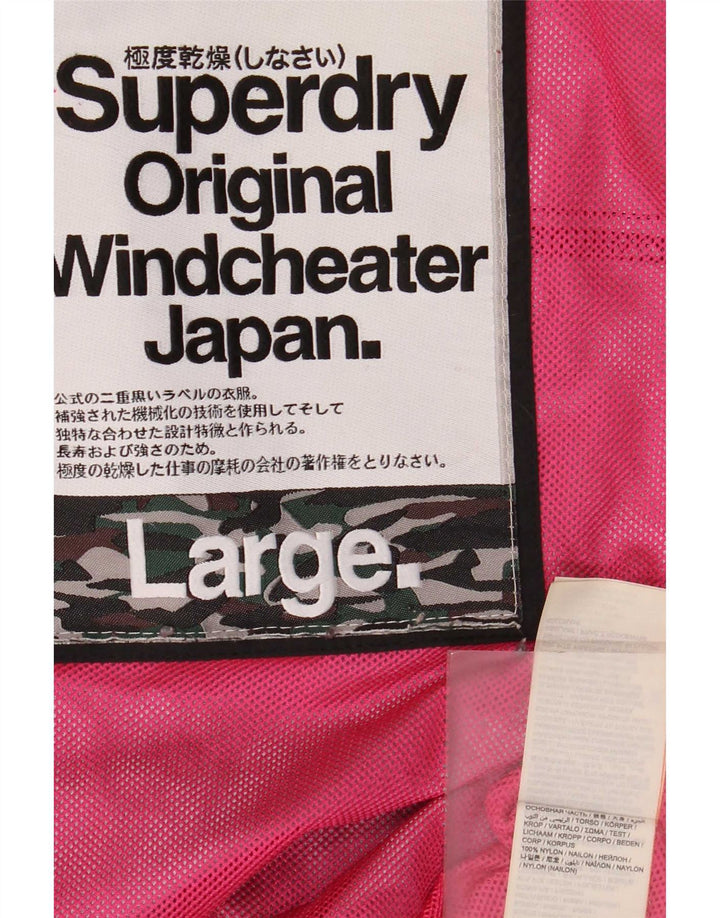 Giacca a vento con cappuccio da donna Superdry Windcheater UK 16 grande nera
