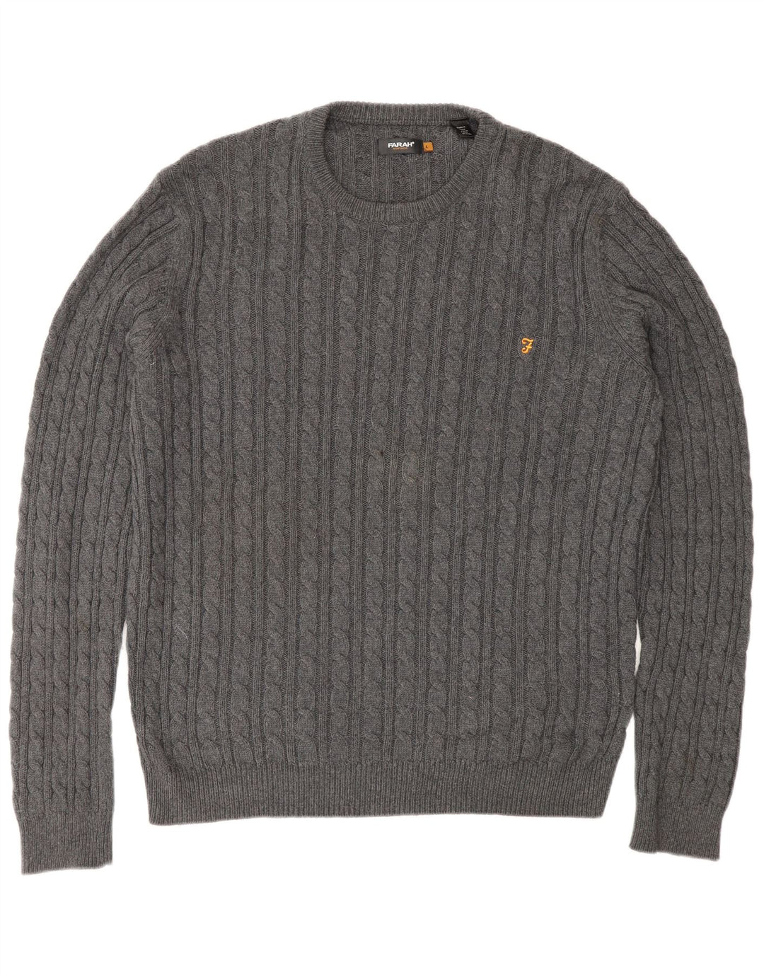 Farah Uomo Vintage Girocollo Maglione Maglione Grande Cotone Grigio