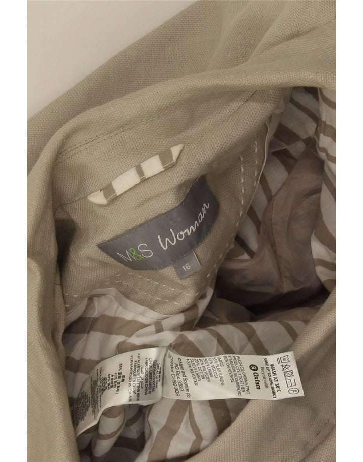 Giacca blazer a 3 bottoni Marks & Spencer da donna UK 16 grande lino verde