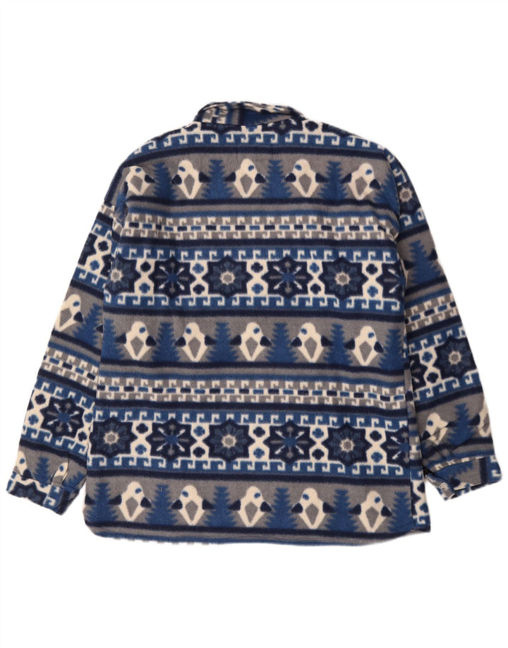 Camicia vintage in flanella da boscaiolo da uomo XL in poliestere Fair Isle blu