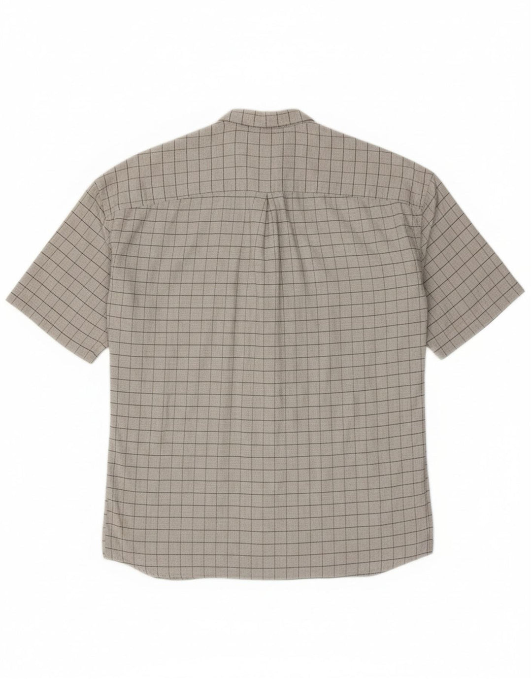 ERMENEGILDO ZEGNA Mens Short Sleeve Shirt Large Grey Check