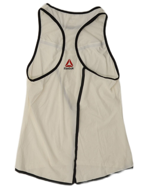 Canottiera grafica Reebok da donna UK 8/10 Small Bianca