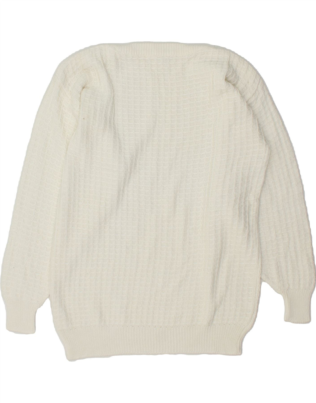 VINTAGE Womens Boat Neck Jumper Sweater UK 16 Large White Check Vintage Vintage and Second-Hand Vintage from Messina Hembry 