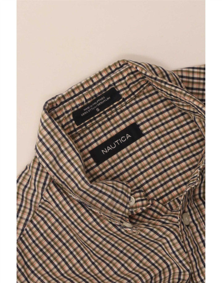 Camicia da uomo a maniche corte Nautica a quadri piccoli in cotone multicolore