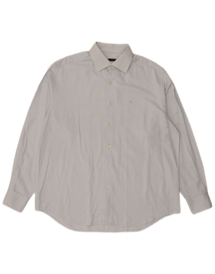 Camicia in flanella da uomo Pierre Cardin taglia 43 XL cotone a quadri bianchi