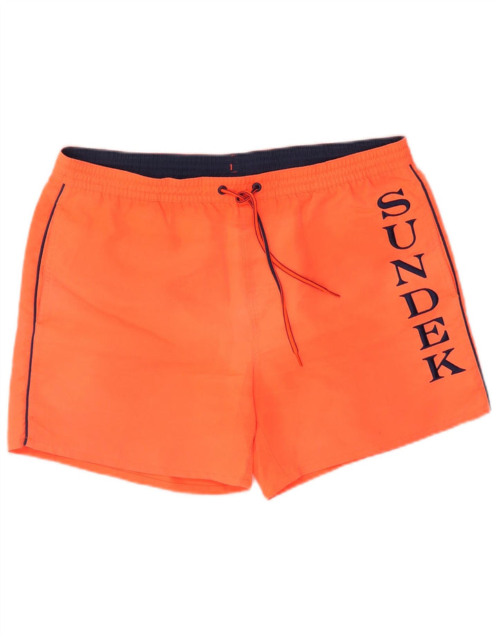 Pantaloncini da bagno grafici da uomo SUNDEK XL arancione poliestere