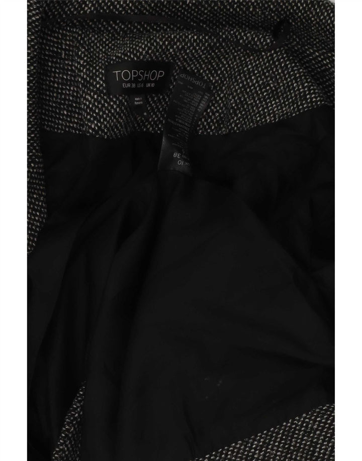 Giacca blazer aperta da donna con maniche a 3/4 Topshop UK 10 piccola poliestere grigio