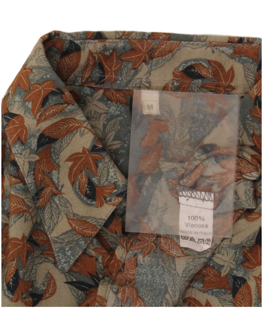 Camicia vintage da uomo in viscosa floreale beige medio