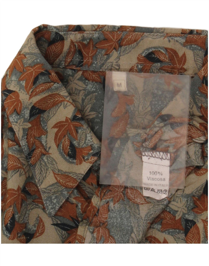 Camicia vintage da uomo in viscosa floreale beige medio