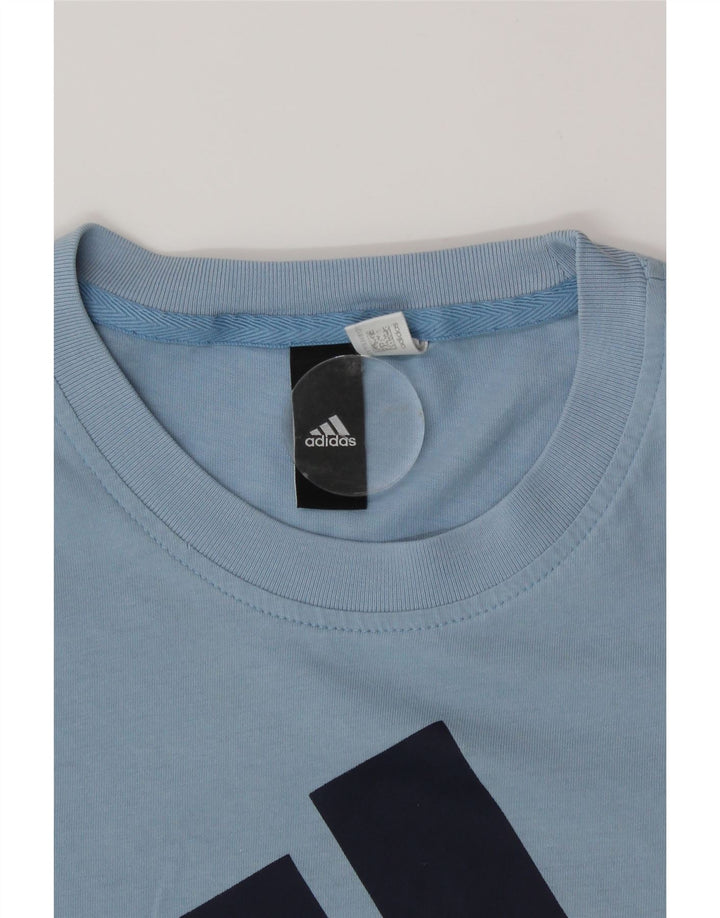 ADIDAS Womens Graphic T-Shirt Top UK 16 Large Blue Vintage Adidas and Second-Hand Adidas from Messina Hembry 