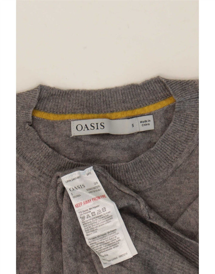 Oasis Maglione girocollo oversize con grafica da donna UK 10 Piccolo Grigio