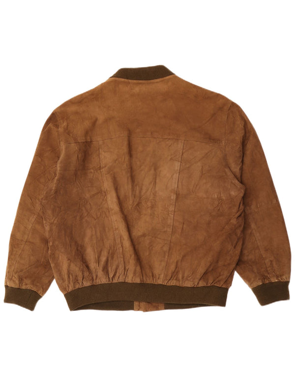 Giacca bomber scamosciata da uomo vintage IT 52 XL in pelle marrone