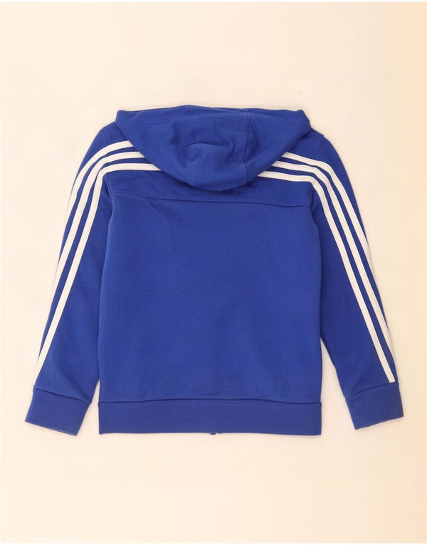 Adidas Boys Zip Hoodie Sweater 7-8 Years Blue Cotton